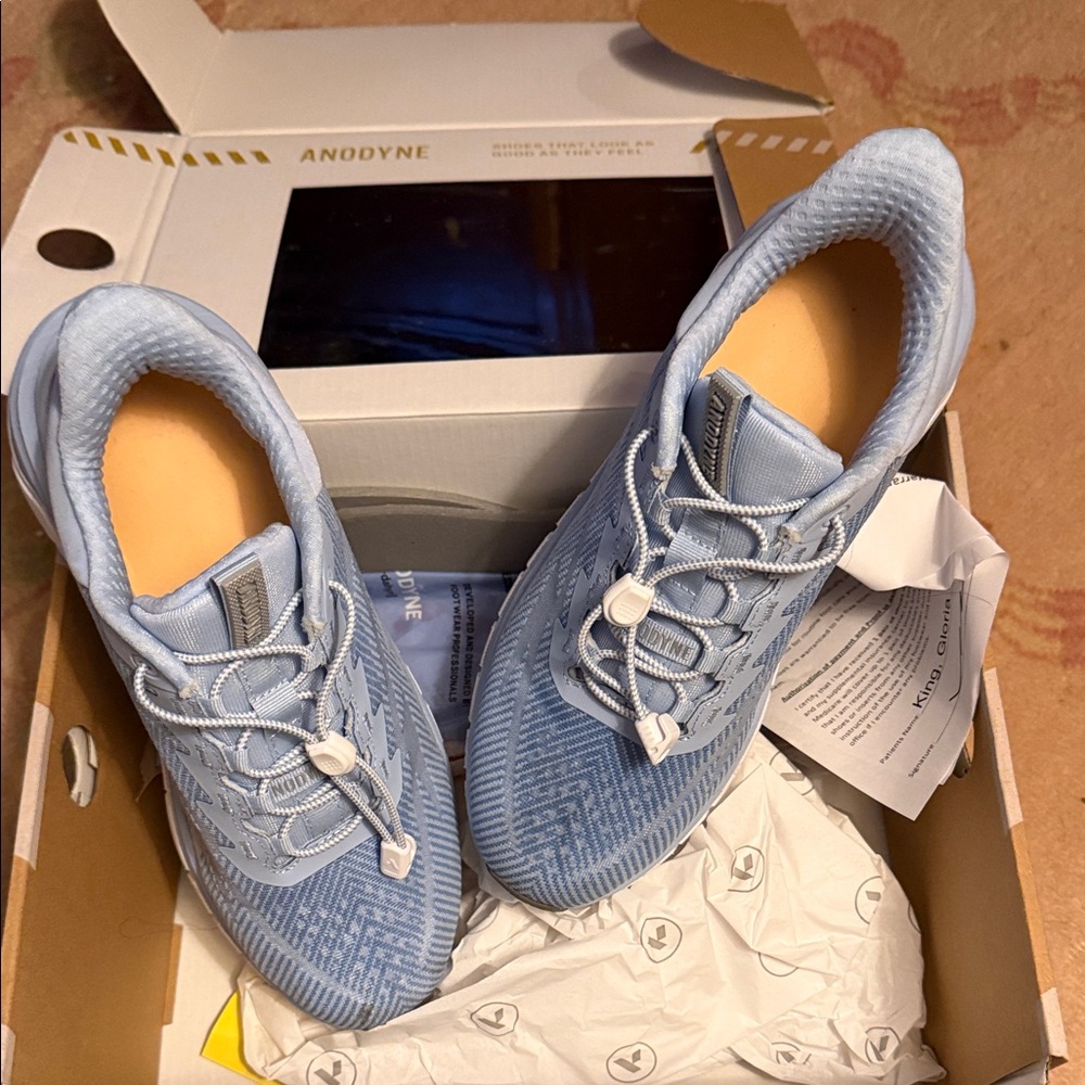 Anodyne Light Blue Athletic Shoes. SLIP ONS